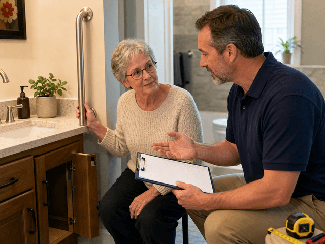 Senior homeowner reviewing a home safety upgrade