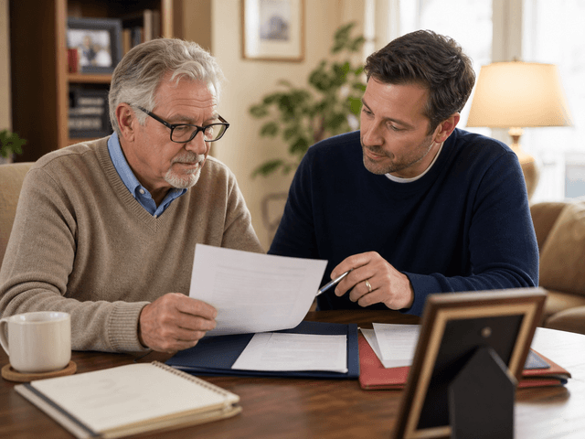 Family reviewing life insurance planning paperwork